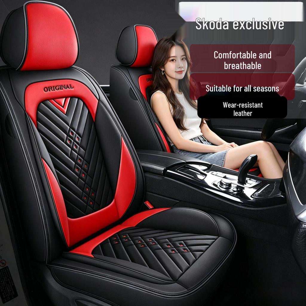 Universal Leather Car Seat Covers & Cushions for All Seasons - Compatible with Skoda Rapid