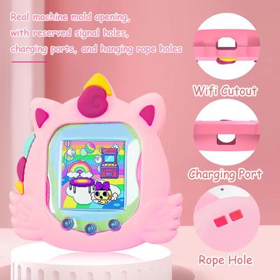 Cute Silicone Protective Case for Tamagotchi Uni 2025 Virtual Pet Machine with Finger Lanyard Anti-Scratch Soft Cover