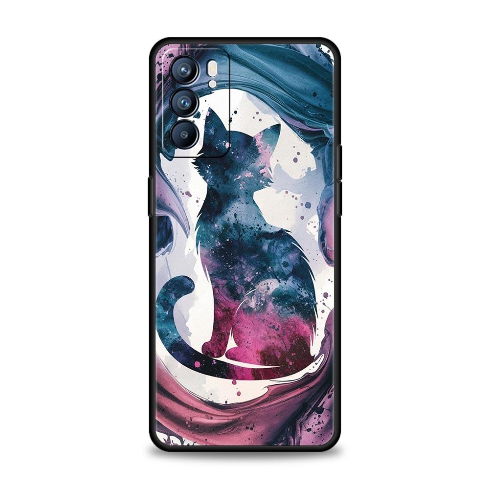Custodia per Telefono Gatto Carino Per Oppo A17 A31 A54 A57 A78 A79 A98 Find X5 X6 Reno 6 7 8 10 11 12 13 F Pro 5G Copertura Morbida in TPU Fundas Capas