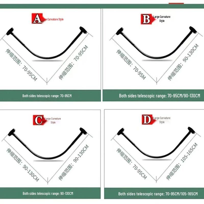 Handon Folding Magnetic Arc Shower Curtain with Aluminum Rod