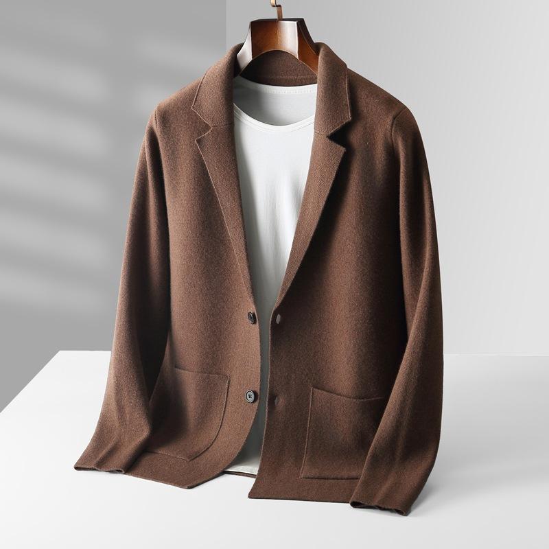 Cardigan Men's Spring And Autumn High-End Outerwear Sweater Casual Small Suit Jacket Olive Collar Sweater
