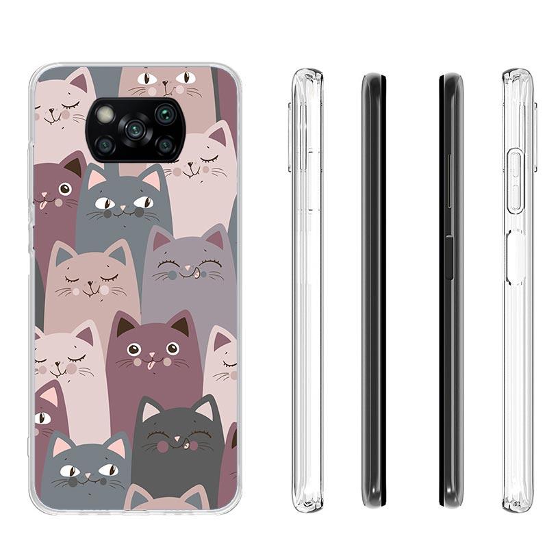 Cartoon Cute Cats Background Case Phone Cover for Xiaomi Poco X3 Nfc X5 X6 X7 X4 Gt F6 F5 Pro F4 F3 M5S M5 M4 M3 5G Trend Fundas