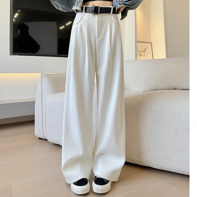 Corduroy Suit Pants for Women In Spring and Autumn New High-waisted Slimming Draped Straight-leg Pants Casual High-end Narrow Wide-leg Pants