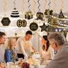 Happy 60th Birthday Hanging Swirls Streams Ceiling Decorations,Celebration Old Black and Gold Birthday Party Decorations Supplies 60 Foil Hanging