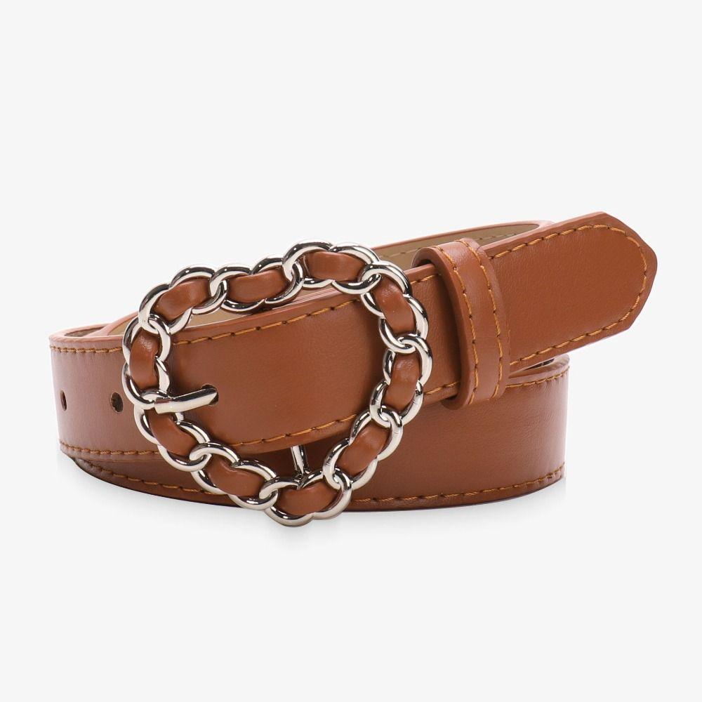 Adjustable Decorative Waist Belt Vintage Faux Leather Waistband Heart Buckle Belt  For Women