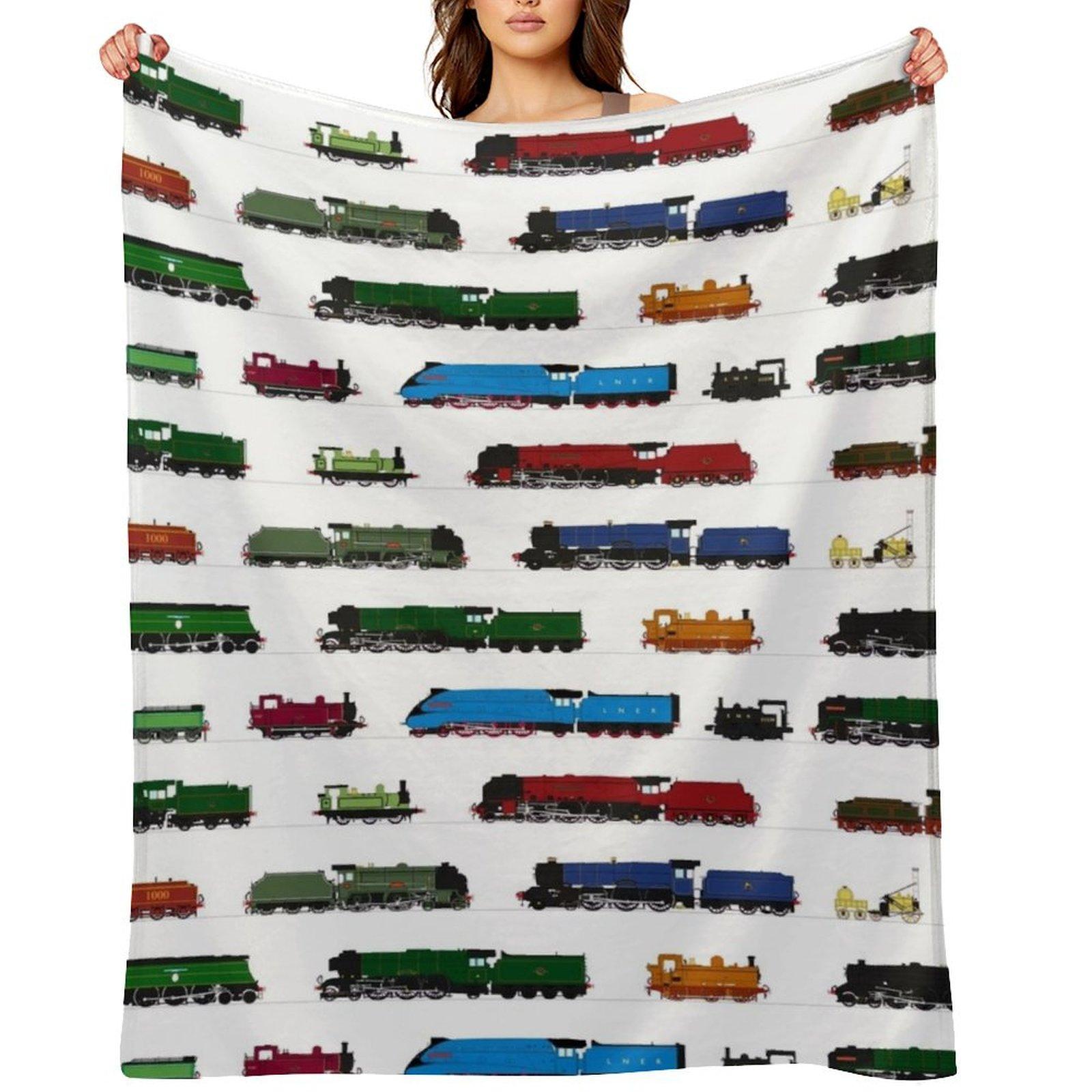 Iconic British Steam Trains Throw Blanket Vintage Hairy Baby blankets ands Blankets 30x40in