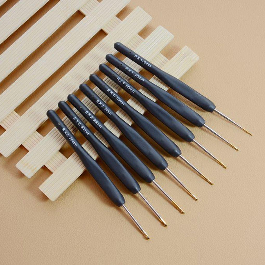 Hot! 8PCS/Set Colorful Soft Plastic Handle Aluminum Crochet Hooks Knitting Needles Set 2.5-6mm Crochet Weave Sewing Needles Tool