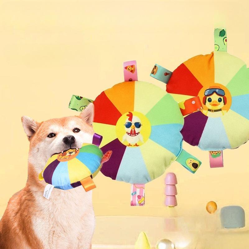 Hot Dog Plush Toy Bell Cartoon Toy Puppy Small Dog Teddy Teeth Grinding Toy Wear-resistant Bite-resistant Pet Toy
