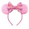 Mouse Ears Headband For Girls Adults 5'' Sparkly Sequin Bow Hairband Festival Party Travel DIY Hair Accessories