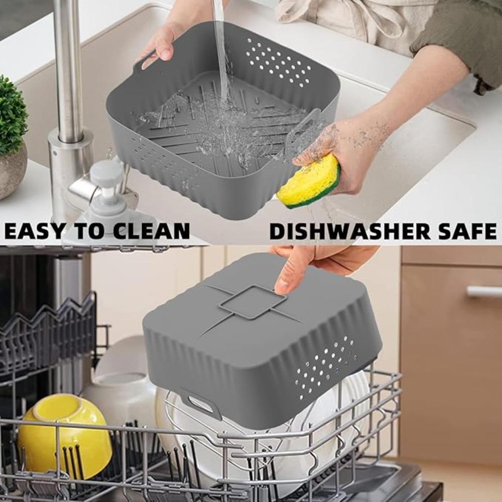 Silicone Air Fryer Liners 22.5cm Non-Stick Basket Reusable for Ninja AF181 AF180 AF141 AF140 Compatible with 5-8QT Air Fryers