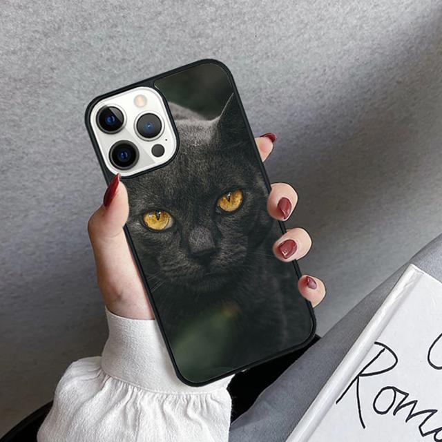 Black Cat Staring Eye Phone Case Cover For iPhone 17 Air 16 15 14 Plus 12 13 Pro Max Coque Shell Fundas