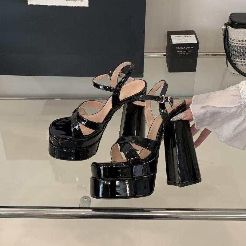 

Модный стиль звезды Модные женские сандалии-гладиаторы на танкетке с двойной платформой Летние сандалии на ультравысоком каблуке 15 см Массивные туфли для вечеринки 42