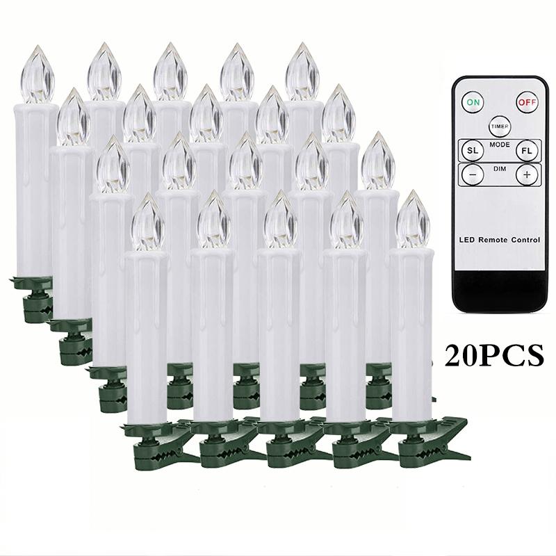 LED Flickering Flames Candles with Timer Remote, Christmas Tree Candle, Battery Operated, New Year Decoration, Home decor Candle
