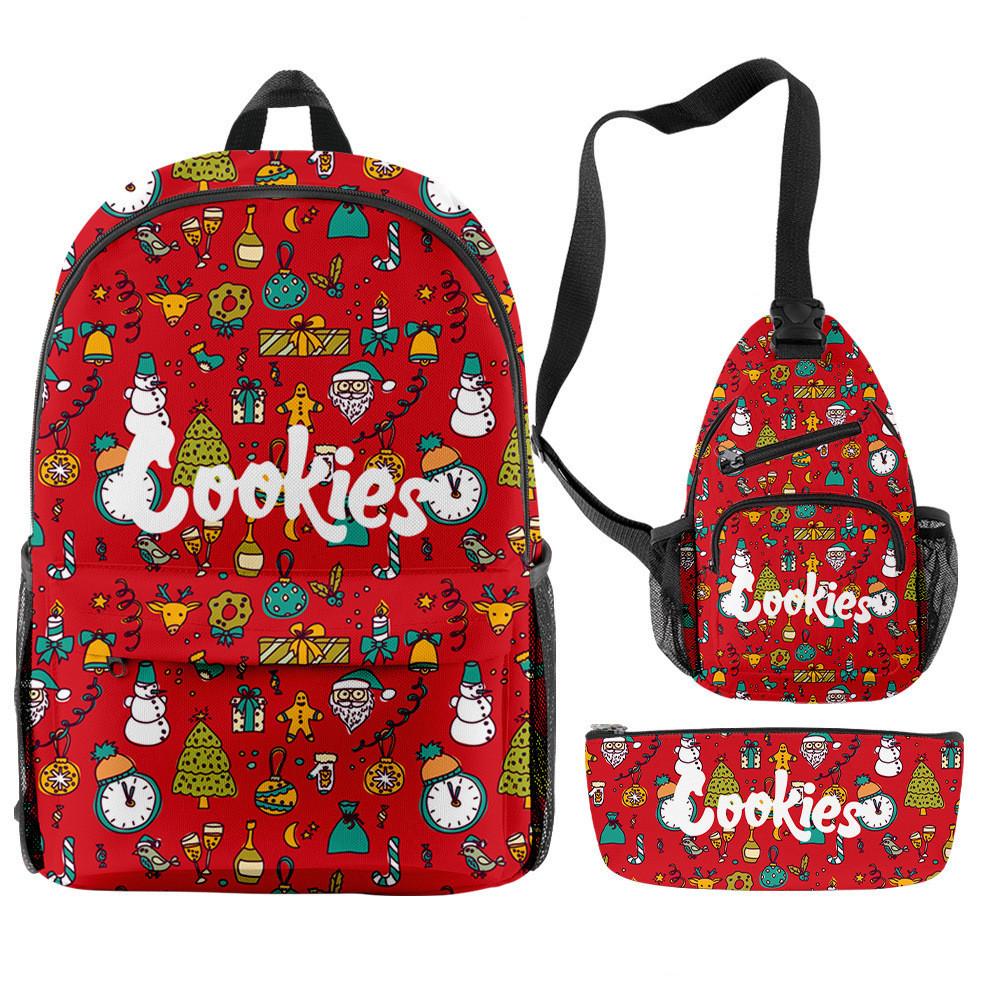 Cook 3D Digital Color Printing Backpack Set Oxford Cloth Waterproof And Wear-Resistant Three-Piece Backpack