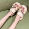 Thick-soled Flip-flops for Women's 2025 Summer New Rhinestone Sandals for Small People To Increase Their Height, Muffin Bottom Beach Cool Slippers