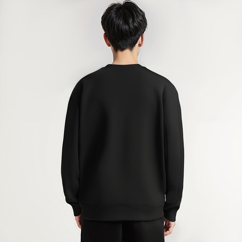 Li Ning Sweatshirts Unisex Black Crew Neck Moderate AWDVH41-1