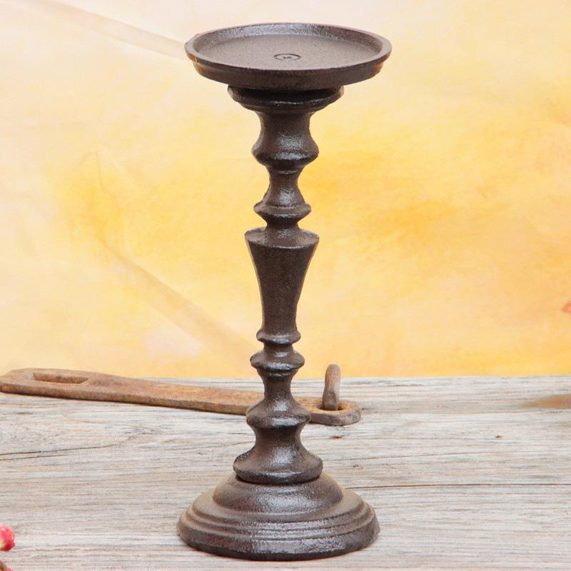 European Vintage Cast Iron Candlestick Holder Ornament