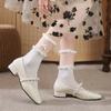 Fashion Women's Fashion Square Heel Shoes Spring New Square Head Shallow Mouth Beaded Soft Sole Non-slip Low Top Shoes