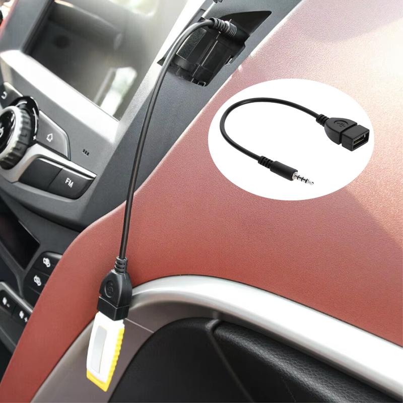 3 5 Mm Male Audio Adapter USB Flash Drive Reader Cable AUX Plug Extension Cable (Black 20 Cm) Car Interior Accessories