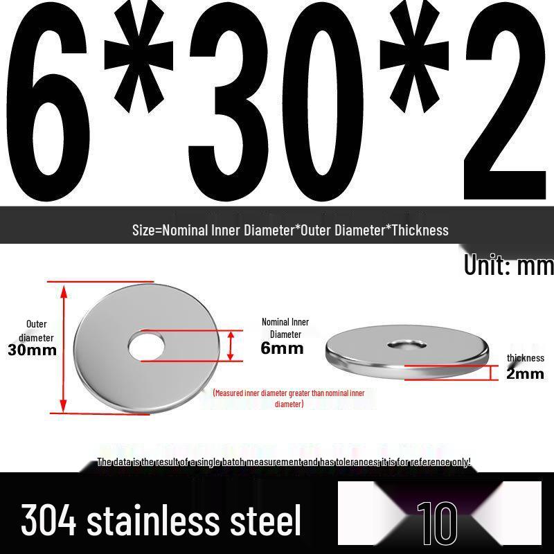 Thickened 304 Stainless Steel Flat Washer Spacer (M2-M36)