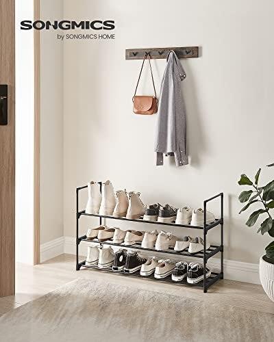 3-Shelf Shoe Rack, Metal Shoe Organizer, Easy To Assemble, 12 To 15 Pairs of Shoes, Suitable Shoe Shelf for Wardrobe, Enterway