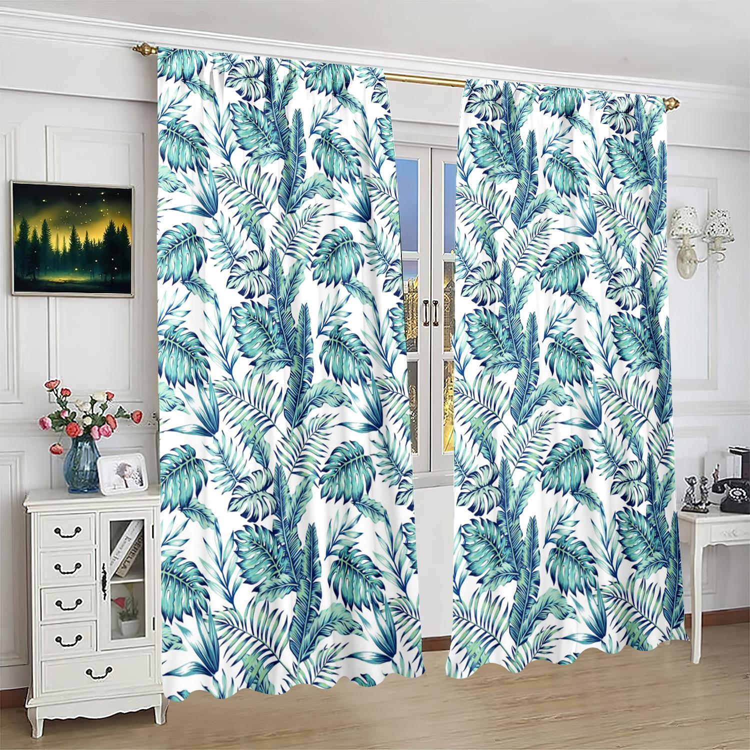 

2 шт. - Лист - занавеска с принтом - Материал полиэстер - подходит для спальни, гостиной, кабинета, занавески для уединения 30inchx65inchx2Pcs