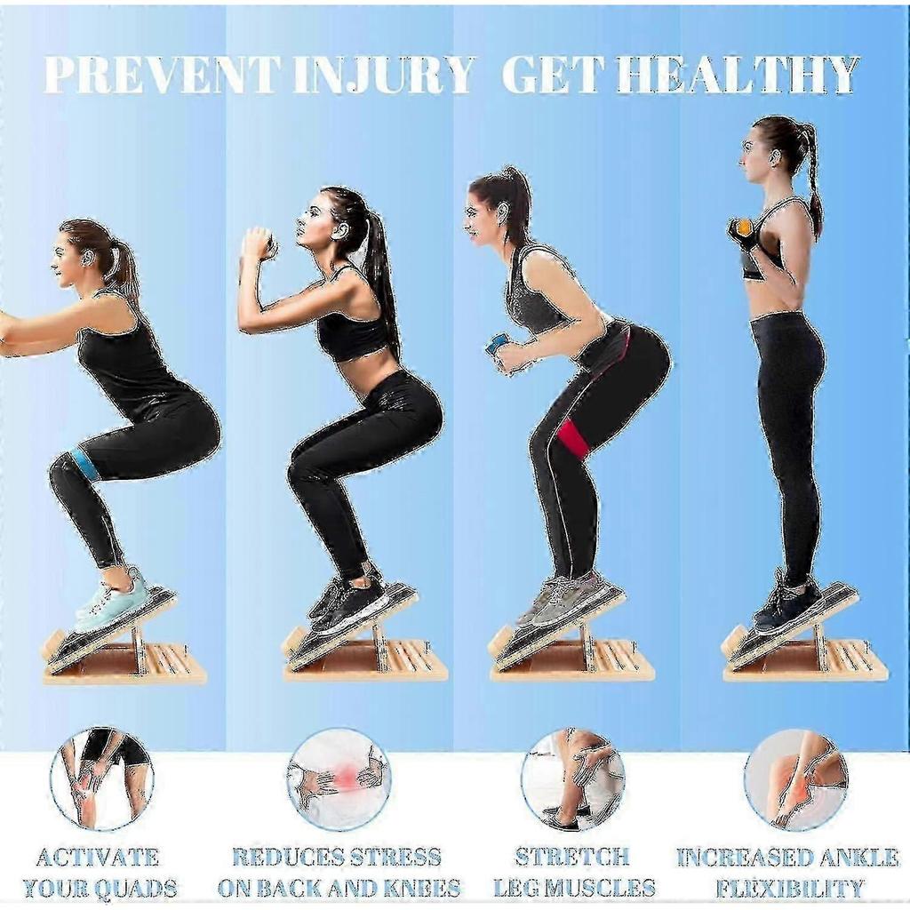 Wooden Adjustable Slant Board for Ankle and Calf Stretching, Physical Therapy & Rehabilitation, Yoga Pilates Stretching Aid, Portable Incline Board