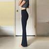 Women's High-Waist Flared Slim Pants - Plus Size, Stretch, Spring/Summer, Black