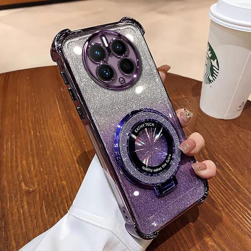 

Чехол Mate50, роскошный магнитный кронштейн, противоударный чехол для Huawei Mate 50 60 30 40 Pro 50pro, чехол с держателем, блестящий блестящий чехол Mate50 pro&Case & Holder фиолетовый