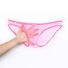 Men Sexy See-Through Mesh Solid Color T-Back Thong Briefs Low Rise Underwear