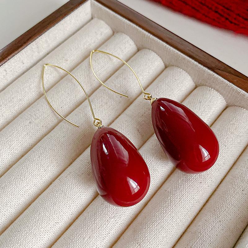 French Burgundy Love Petal Fringed Earrings Niche Fashion Trendy Stud Earrings Earrings Women
