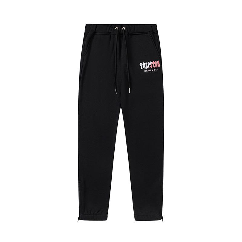 Trapstar towel embroidered letters fleece-lined zipper jacket, hooded sweatshirt pants, couple set