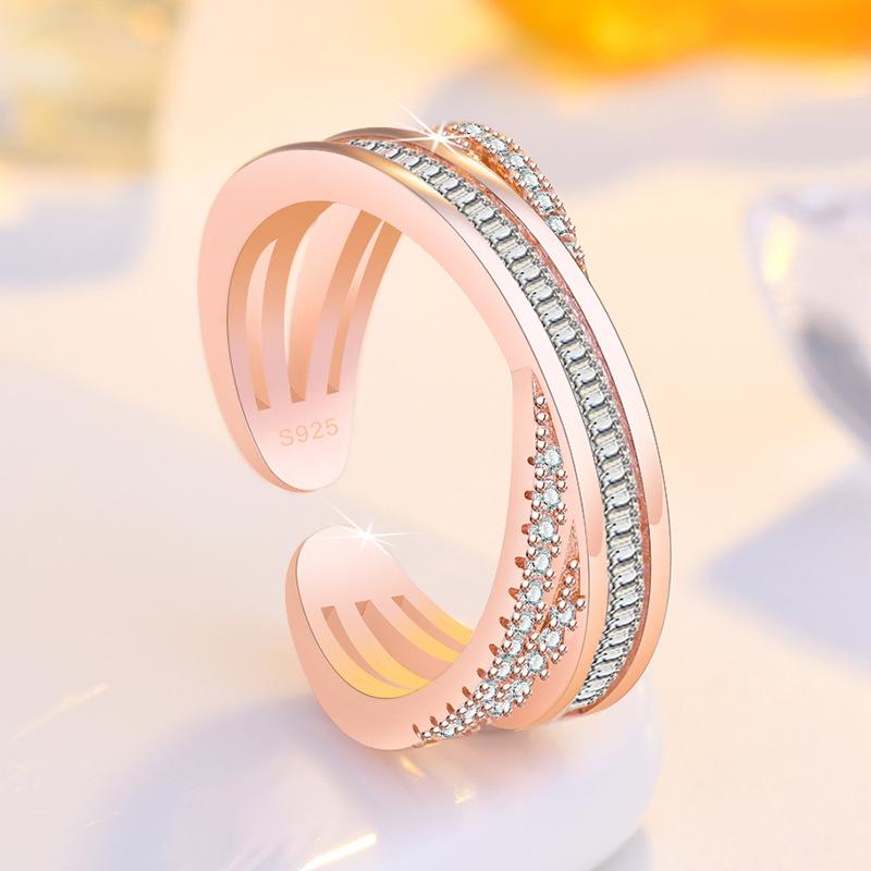 New 925 Sterling Silver Ring AAA Zircon Adjustable Size Engagement Rings for Women Wedding Ring Party Fashion Nice Jewelry Gift