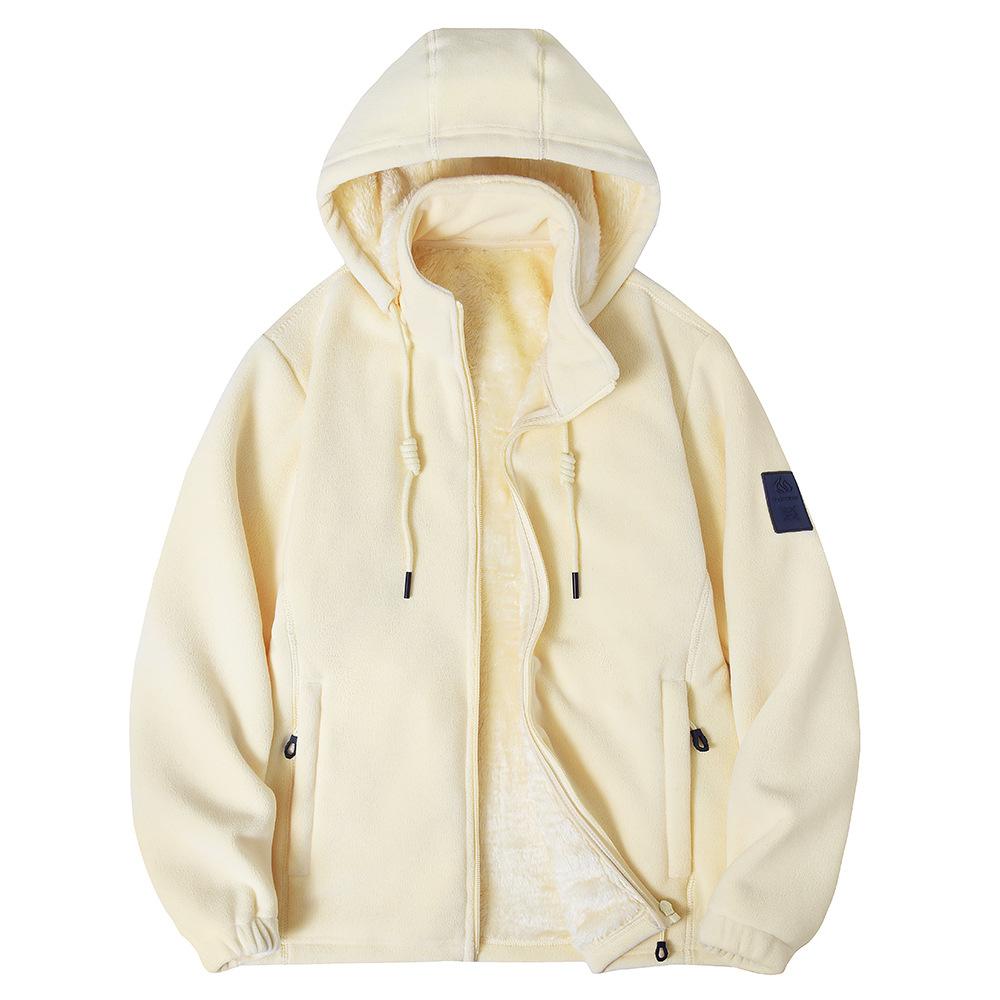 New Autumn and Winter Warm and Cold-proof Hooded Fleece Thickened Fleece Jacket for Men and Women