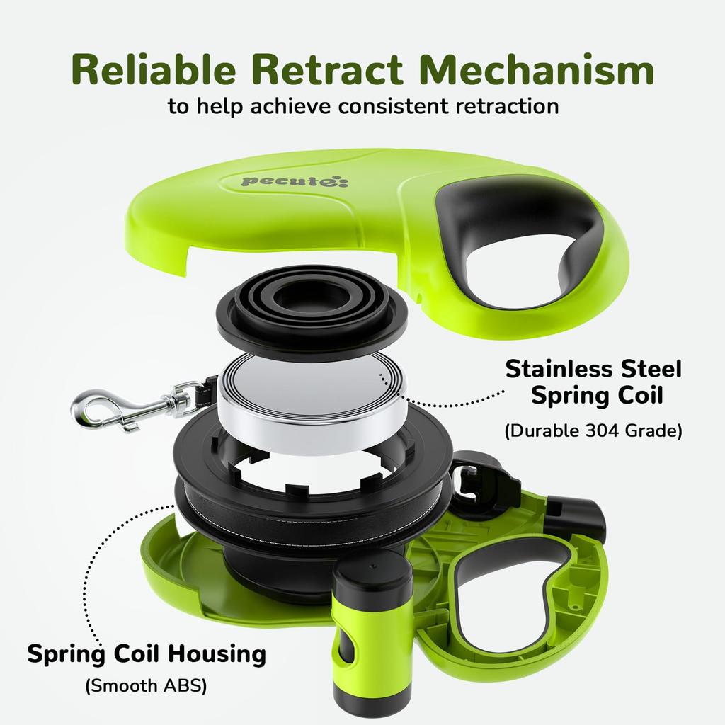 Pecute Ausziehbar 10m Einziehbare Hundeleine Glatt Starkes Nylon Geeignet für Mittelgroße und Große Belastbarkeit 50kg Leine, Lang, Leine, Aufrollend, Band, Pause,