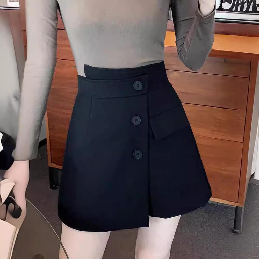 High-Waisted Irregular Korean-Style Women's Wide-Leg Slimming Culottes for Autumn 2023