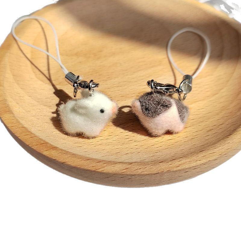 Flocked Bag Charm Portable Plush Pig Keychain Mini Pig Plush Pendant Sturdy Soft Keychain Accessory For Girlfriend Gift Keychain