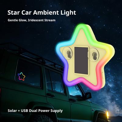 Luz Estrela Solar para Janela Triangular de Carro Lâmpada de Atmosfera Sem Fio com Modos Multicoloridos Ventosa Luz LED Decorativa Impermeável Brilho na Janela Traseira