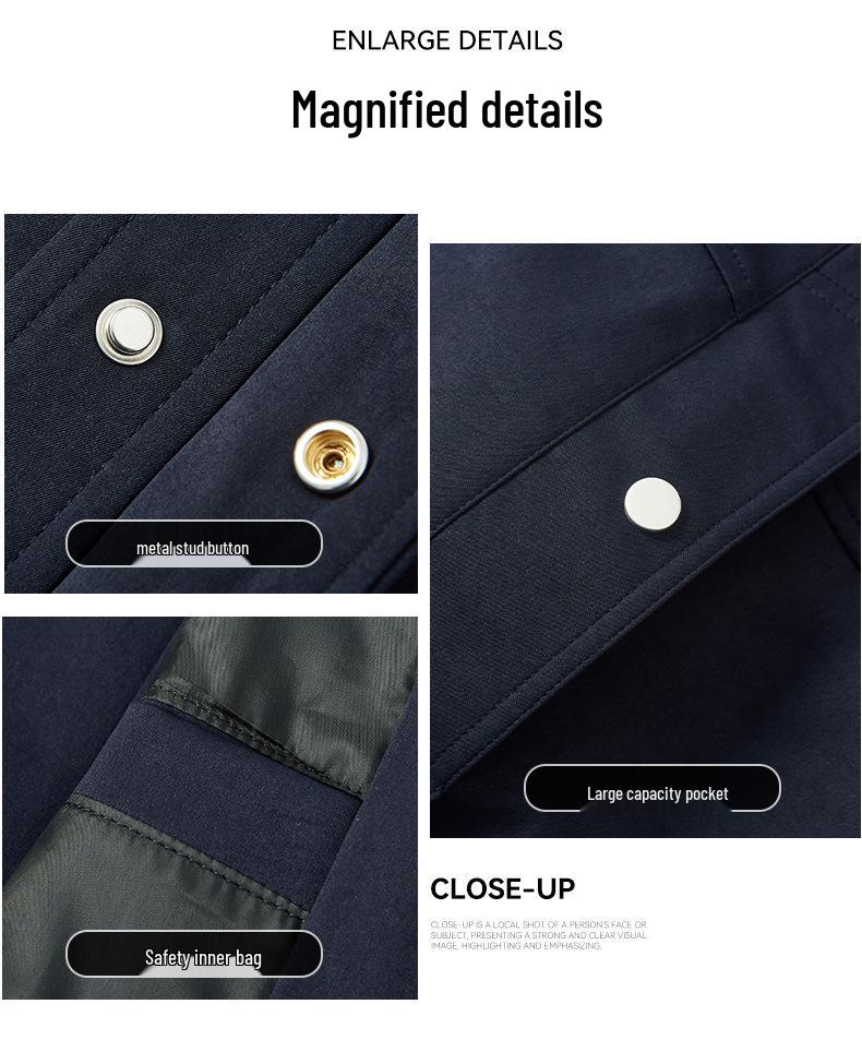 Plus Size Men's Mid-Length Windbreaker - Spring/Autumn Casual Loose Fit Coat