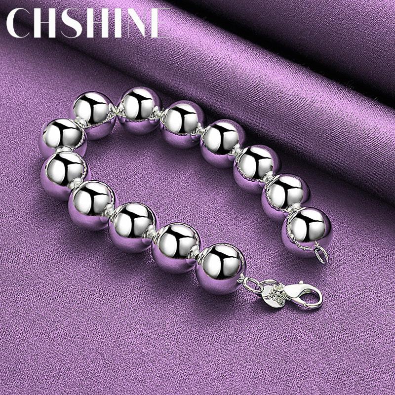 CHSHINE New 925 Sterling Silver 14mm Beaded Bracelet For Women Wedding Party Fashion Charm Jewelry