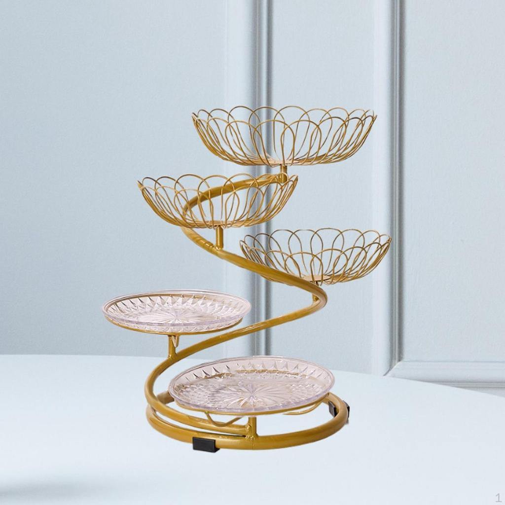 5 Tier Fruit Basket Bowl Fruits Stand Holder Organizer Storage Baskets Metal Wire