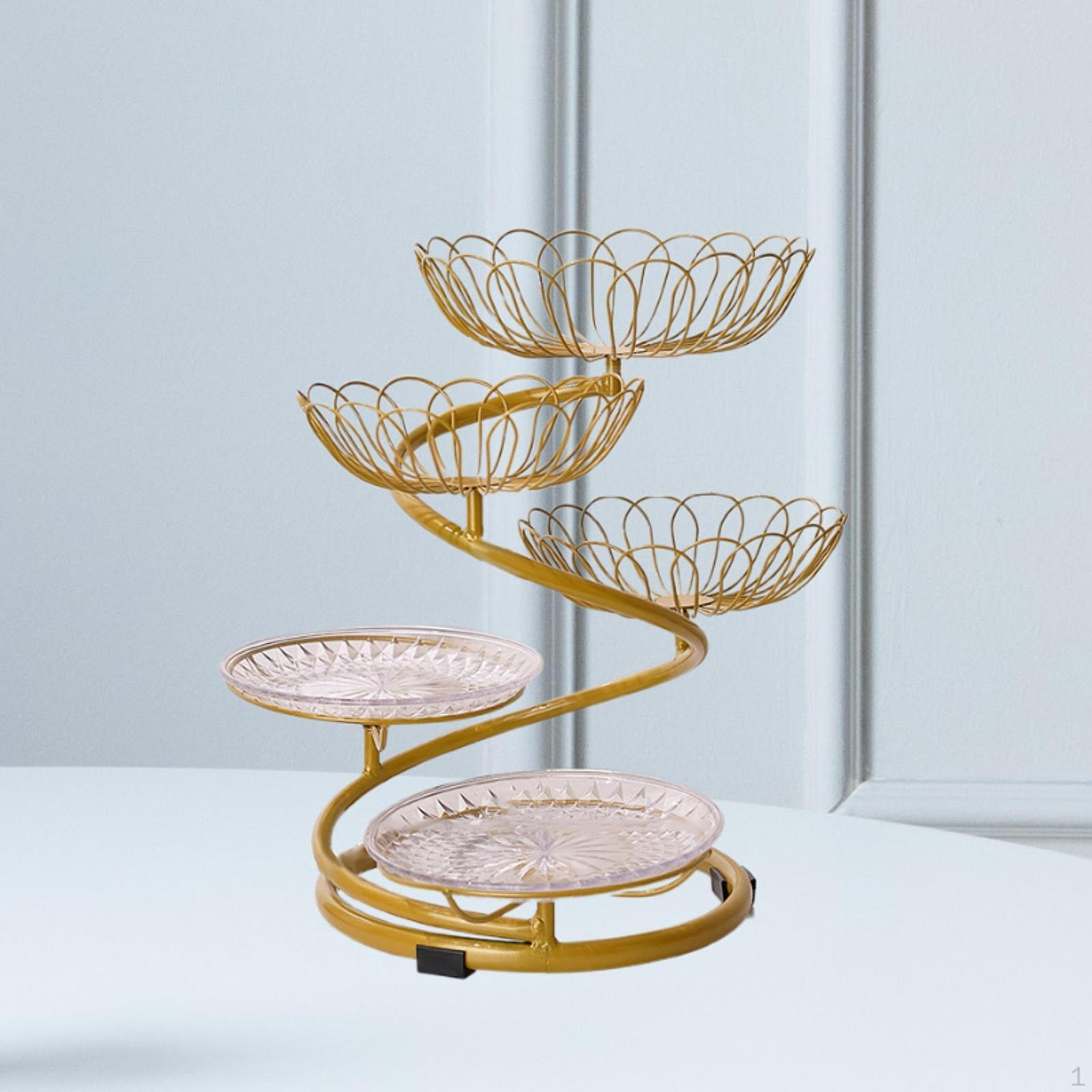 

5-уровневая корзина для фруктов, ваза, подставка для фруктов, органайзер, поднос для сервировки на столешнице для вечеринок basket and tray золотой