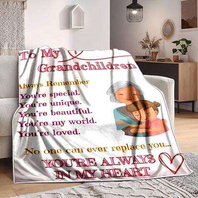 1pc Grandchildren Love Blanket - Perfect Gift for Birthdays, Christmas & Halloween- Soft, Warm & Versatile Yy250909091