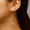 Set di orecchini asimmetrici a stella e luna europei e americani: Orecchini a Bottone e Ear Cuff alla Moda con Zirconi