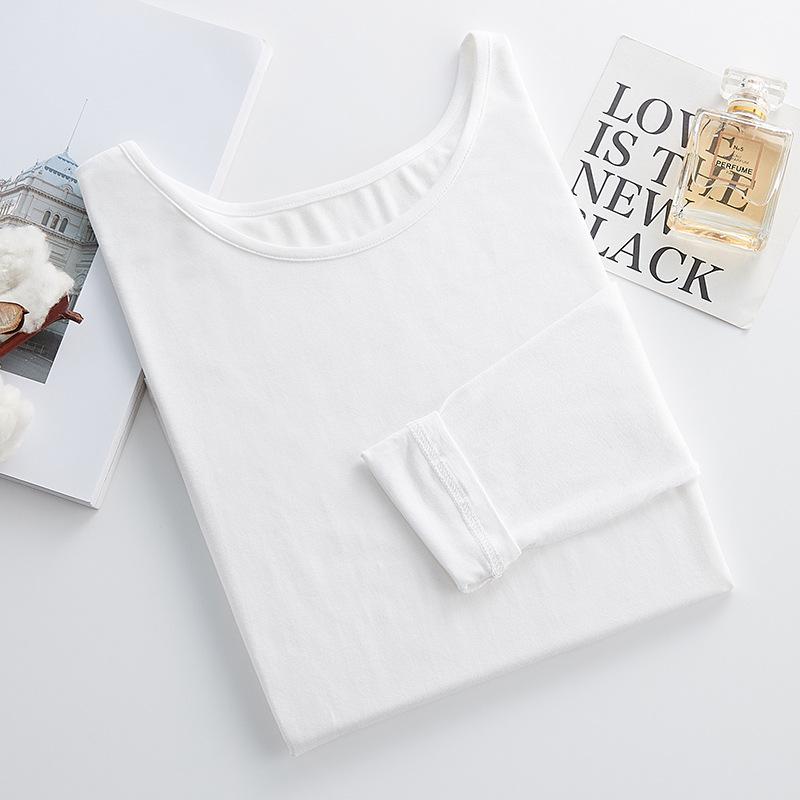 Modal Women's Slim Fit Long Sleeve Round Neck T-Shirt - Solid Color Versatile Autumn Top