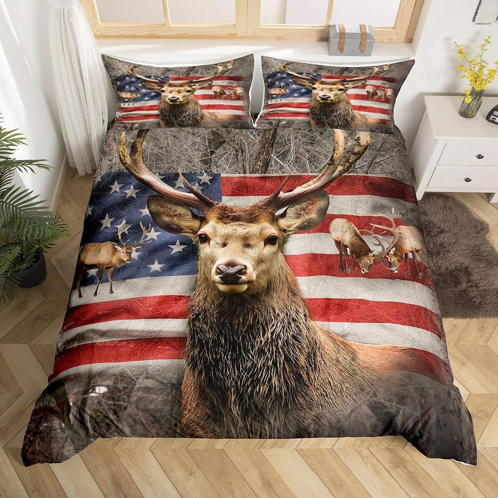 Forest Deer Duvet Set 3D Animal Digital Printing Bedding Set Bedroom Room Decoration
