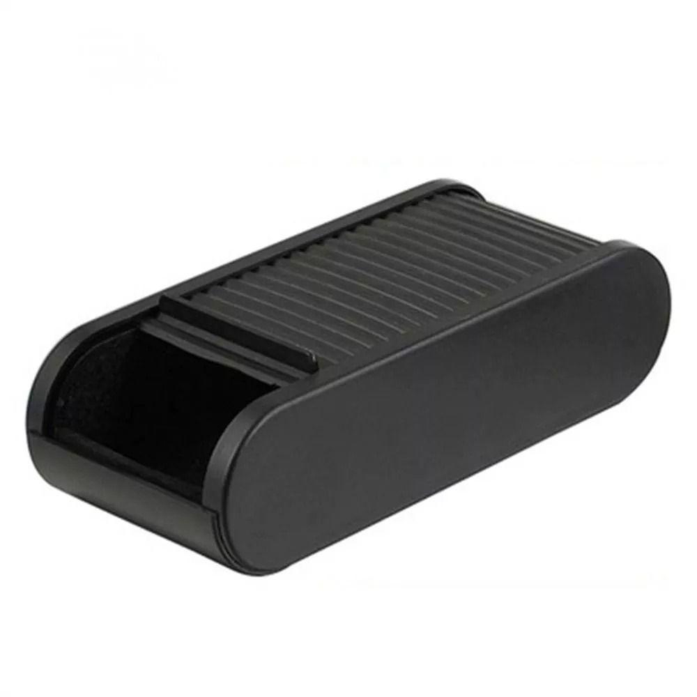 Portable Sliding Open Car Console Storage Box Large Capacity Plastic Glasses Box Black Self-adhesive Coin Holder