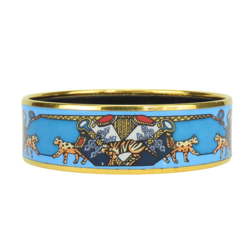Used HERMES bracelet Emilel GM metal/enamel 36.2g Blue gold Gold Plated