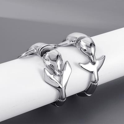 Kreativní diamantový zvířecí náramek, hip-hopový styl Rock and Roll Street roztomilý delfín pánský náramek z titanové oceli 