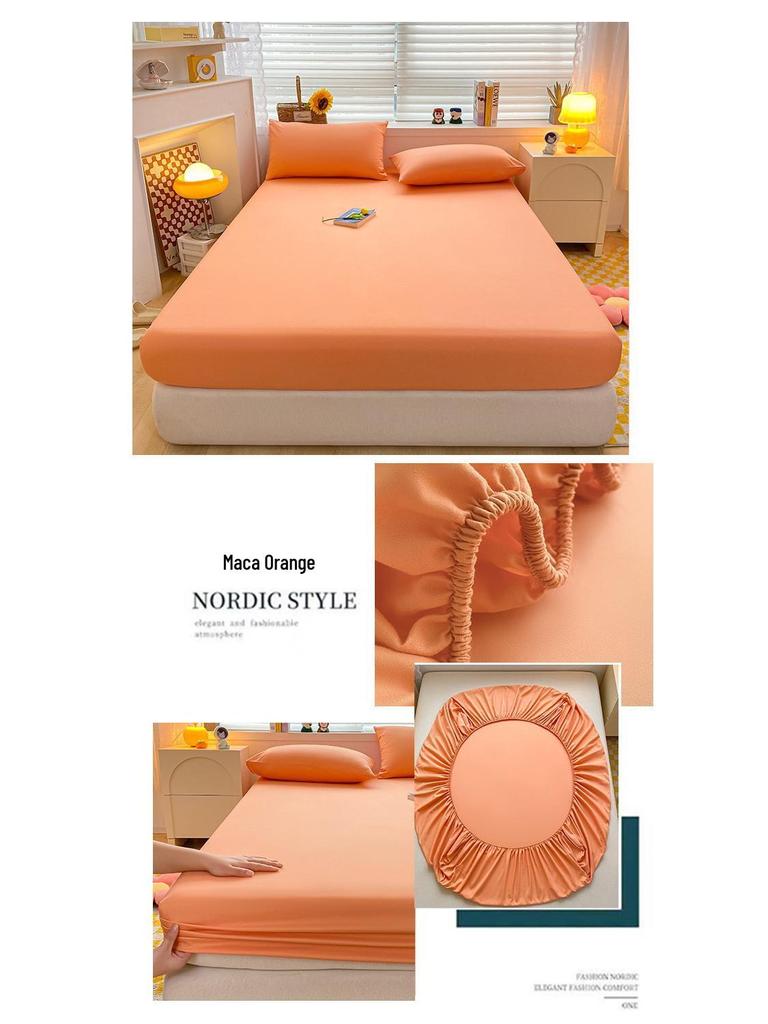 Zestaw prześcieradeł z gumką z bawełny pranej w jednolitym kolorze: Całkowicie otulający, antypoślizgowy narzutka na łóżko - Trzyczęściowy na każdą porę roku